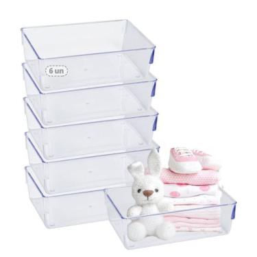 Imagem de Kit 6 Organizador Closet Transparente Acrilico Calcinhas Meias - Plast