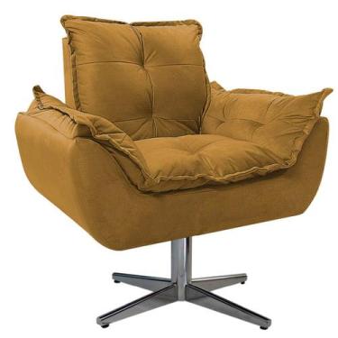Imagem de Poltrona Opala Base Giratória de Metal Suede Mostarda - Doce Sonho Móv