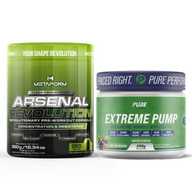 Imagem de Kit Pré Treino Arsenal Revolution Metaform + Pré Treino Extreme Night S/ Cafeína Pure Athletic-Unissex