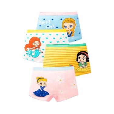 Imagem de Calcinhas De Algodão Para Meninas Com Estampa Fofa Tamanho 3-11T 4pcs/