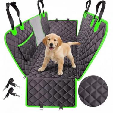 Imagem de Capa Protetora Banco Traseiro Cães Pet Porta-malas 2em1 Tapete Carro Cachorro Impermeável Antiodor Antipelos Xixi Urina Cinto Segurança Tela Antiansiedade 4camadas Oxford Antiderrapante Premium