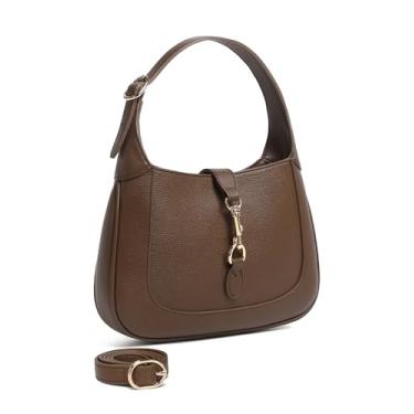 Imagem de BAVERGE Bolsa de ombro feminina, bolsa de couro vegano macio, alça superior, bolsa transversal pequena com alça ajustável, textura