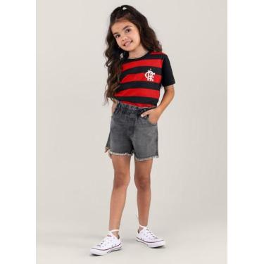 Imagem de Camiseta Unissex Flamengo em malha Infantil Brandili, 8, Preto