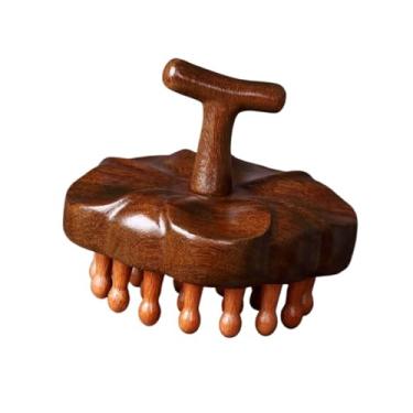 Imagem de Pente multifuncional de madeira para massagem e cabeça do couro cabeludo, massageador circular de dente guasha, raspagem corporal (médio)