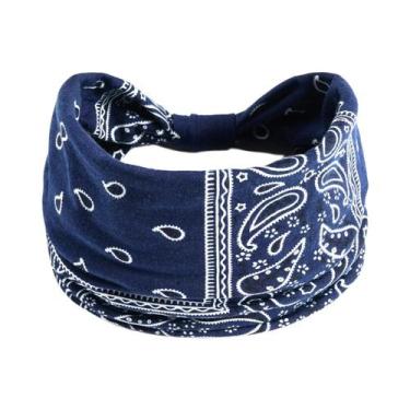 Imagem de Faixa De Cabelo Larga Boho Elástica Antiderrapante Para Esportes, Corr