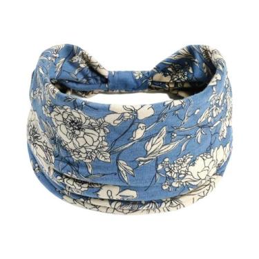 Imagem de Faixa De Cabelo Larga Boho Elástica Antiderrapante Para Esportes, Corr