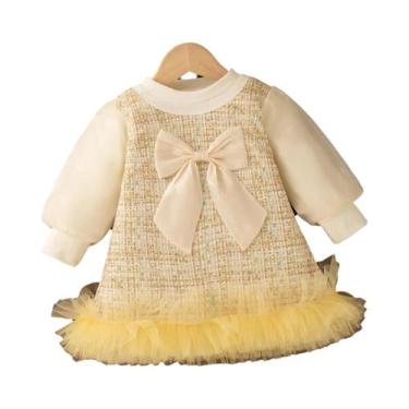 Imagem de Vestido De Princesa Rosa De Manga Longa Para Bebê Menina Com Laço E Tu