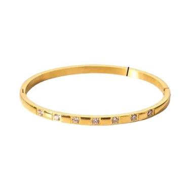 Imagem de Pulseira Geométrica Banhada a Ouro 18k Para Mulheres, Aço Inoxidável B