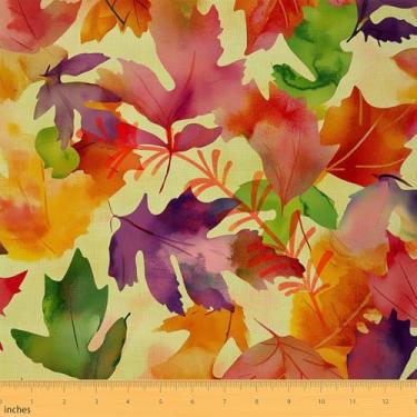 Imagem de Tecido colorido de folhas de bordo da The Yard Aquarela ao ar livre outono folhas tecido para adultos amantes de costura plantas botânicas decoração tecido para estofamento DIY e detalhes em casa 5