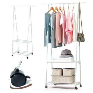 Imagem de Arara Organizadora Cabideiro Roupa Sapato Com Rodas Prateleiras Quarto