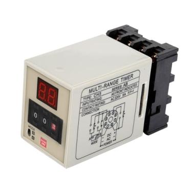 Imagem de Chiffonade Relé temporizador AH3-DM de modo duplo AC220V CA/CC 24V 0,01S-99H – Temporizador de atraso ajustável com visor LED para controle de automação industrial (CA/CC 24V)