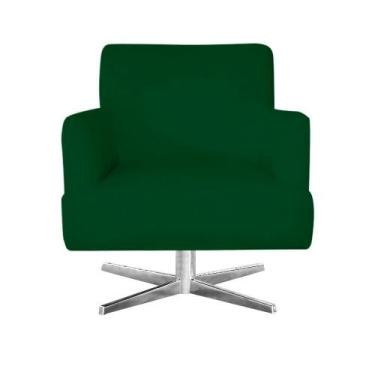 Imagem de Poltrona Decorativa Havana Suede Verde com Base Estrela Aço Cromado - 