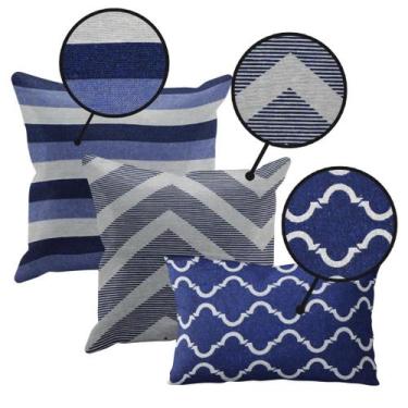 Imagem de kit 3 Capa Almofada Tear Alto Padrão 2x 45x45 + 1x 30x50 D29 - IDEALIZ