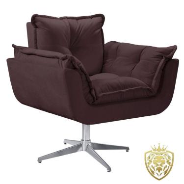 Imagem de Poltrona Opalla Giratória Alumínio Suede Marrom