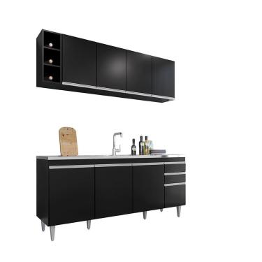 Imagem de Balcão Gabinete Para Pia 180cm 4 Portas ágatha - Ssx Multicoisas Preto