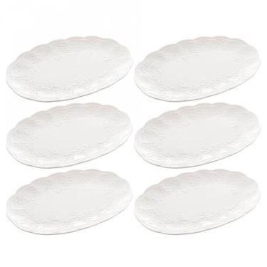 Imagem de Kit 6 Travessas Servir Porcelana 36cm New Bone Butterfly Flo - Lyor