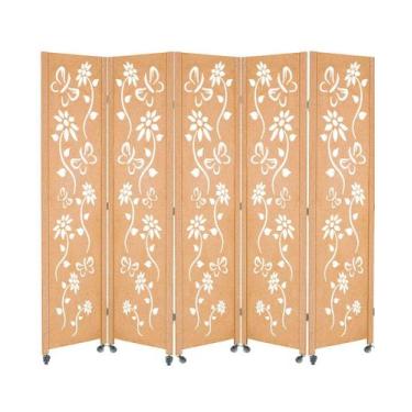 Imagem de 5 Biombo Sanfonado Com Rodinhas E Dobradiças Mdf Cru Folha Painel Divi