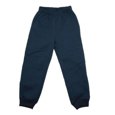 Imagem de Calça Moletom Infantil Flanelado 4 A 8 anos Azul Marinho Inverno Unifo