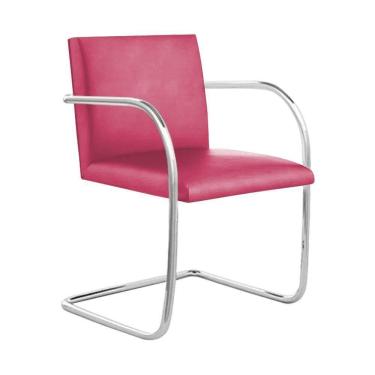 Imagem de Cadeira Brno Para Escritório Couro Sintético Rosa Tubular Cromada