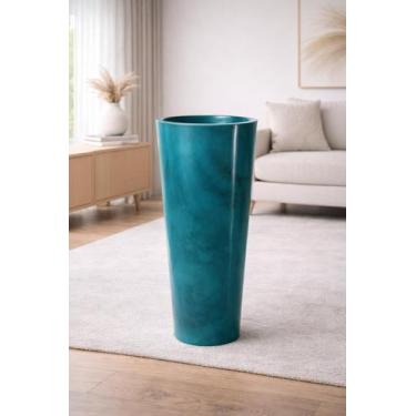 Imagem de vaso decorativo coluna lisa marmorizada 70cm em polietileno premium - 