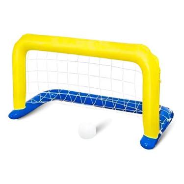 Imagem de Gol Trave Futebol Inflável Bola Piscina Bestway Cor Amarelo E Azul