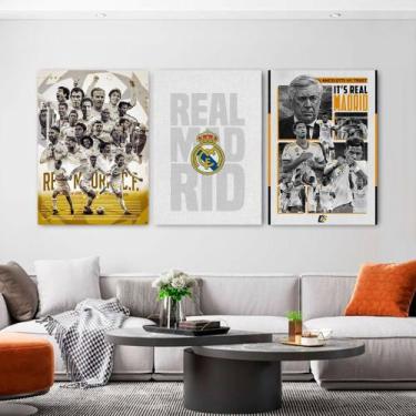 Imagem de KIT 3 Quadros Decorativos Foto ou Imagem Real Madrid - Decoração Quart