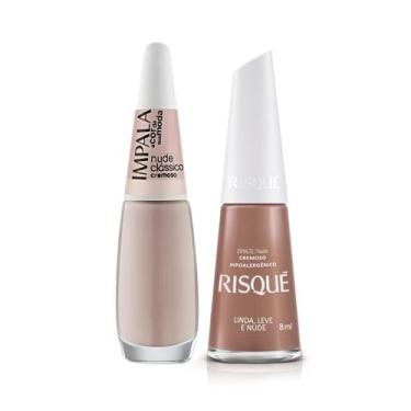 Imagem de Kit 4 Esmaltes 8ml Impala Colorama Risqué Cores Nude Cremosas para Unh