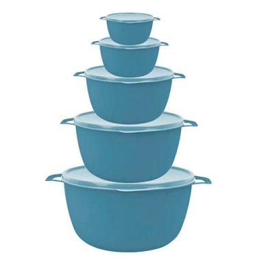 Imagem de Conjunto de Bowls Azul com Tampa 6L 2,8L 1,1L 500ml 250ml - COML BELAT