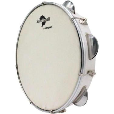 Imagem de Pandeiro 10 Premium Pele Branca SamBrasil Liverpool Branco
