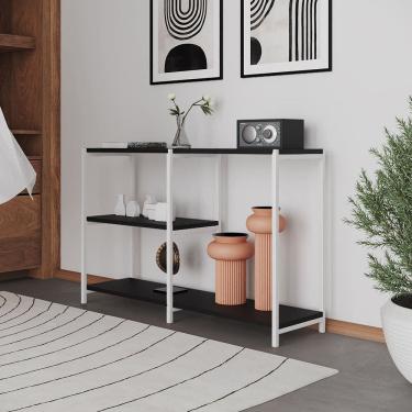 Imagem de Aparador Buffet Industrial Artesania 120cm para Sala Jantar Hall Entrada e Decoração - Branco/preto