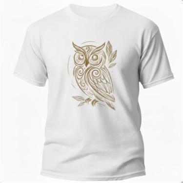 Imagem de Camiseta Lisa Estampada Coruja Camisa Algodão 100 30.1 Básica Preto Pr