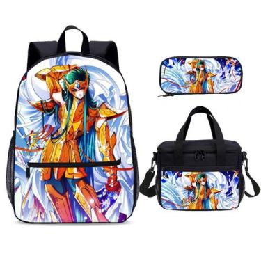 Imagem de Conjunto de mochilas escolares Saint Seiyas de 3 peças para estudantes