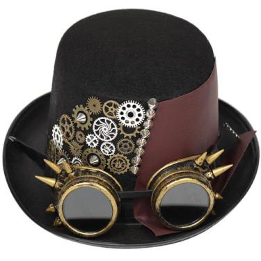 Imagem de Chapéu Top Hat Steampunk Gothic Anime Leather 56-60 cm unissex - Yiwei