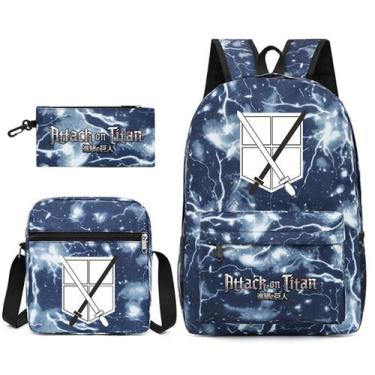 Imagem de Conjunto de mochilas Attacks Titans Anime School, 3 unidades com Shoul