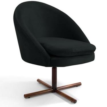 Imagem de Poltrona Decorativa Giratória Base X Rafa C06 Veludo Preto C-300 - Lya