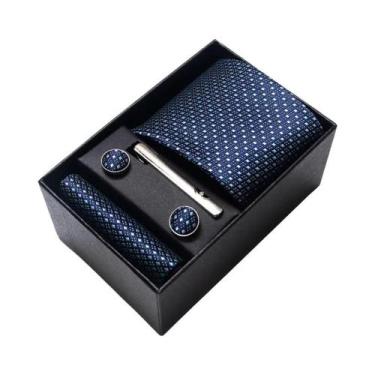 Imagem de Conjunto De Abotoaduras, Gravata E Lenço De Bolso Masculino Listrado R
