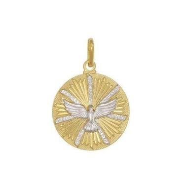 Imagem de Pingente Espírito Santo Com Ráios E Dizeres Com Ródio - Brilhante Folh