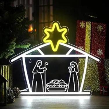 Imagem de Letreiro De Neon LED Cenário De Natividade Estrela De Belém Arte Relig