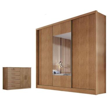Imagem de Guarda Roupa Casal Medelim Com Espelho E Cômoda Seul Cumaru 23 - Horizonte