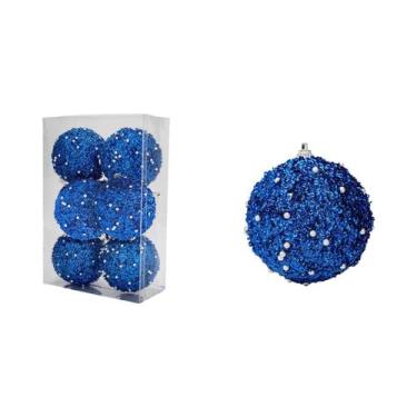 Imagem de Bolas De Natal Coloridas E Brilhantes Com Glitter, 6 Peças, Várias Cor