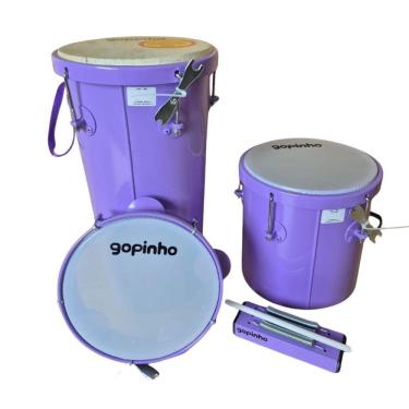Imagem de Kit Percussão Infantil Pandeiro 8 + Rebolo Reco E Repique Lilás