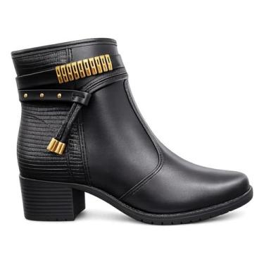 Imagem de Bota Feminina Moleca Cano Curto com Zíper Salto Bloco Confortável, Pre