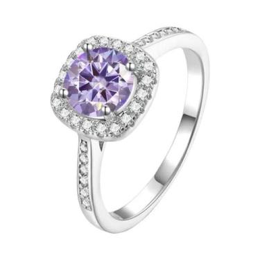 Imagem de Anel De Diamante Moissanite Colorido De 1 Quilate Para Mulheres Em Pra