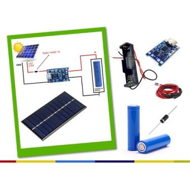 Imagem de Kit Carregador de Bateria com Painel Solar 5V para Projetos de Energia