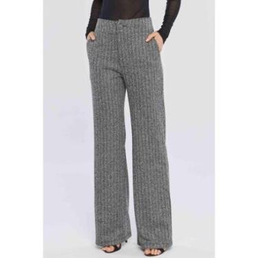 Imagem de Calça PKS Alfaiataria Risca de Giz Cinza e Preto-Feminino