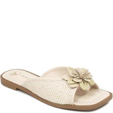 Imagem de Sandália Rasteira Tressê Flor Bico Quadrado Tanara T9392-Feminino