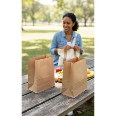 Imagem de 100 Sacos Kraft Delivery: Reforçados P/ Fast Food 24x30x14 - Congratul