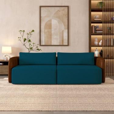 Imagem de Sofá Living Sala de Estar Abel 220cm Bipartido pés de Madeira PU/Velud