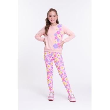 Imagem de Conjunto Moletom Infantil Florzinhas - Vida Costeira, Rosa, 10