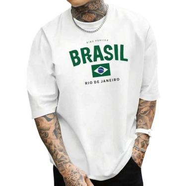 Imagem de Camiseta Masculina Brasil Rio de Janeiro Estilosa Jogos Copa do P ao G1-Masculino